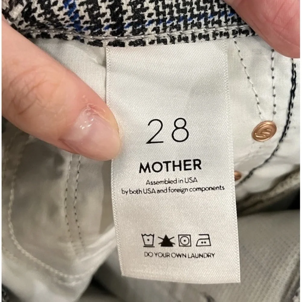 Mother Blue Gray Plaid The Insider‎ Ankle Women's Track Stripe Pants Size 28